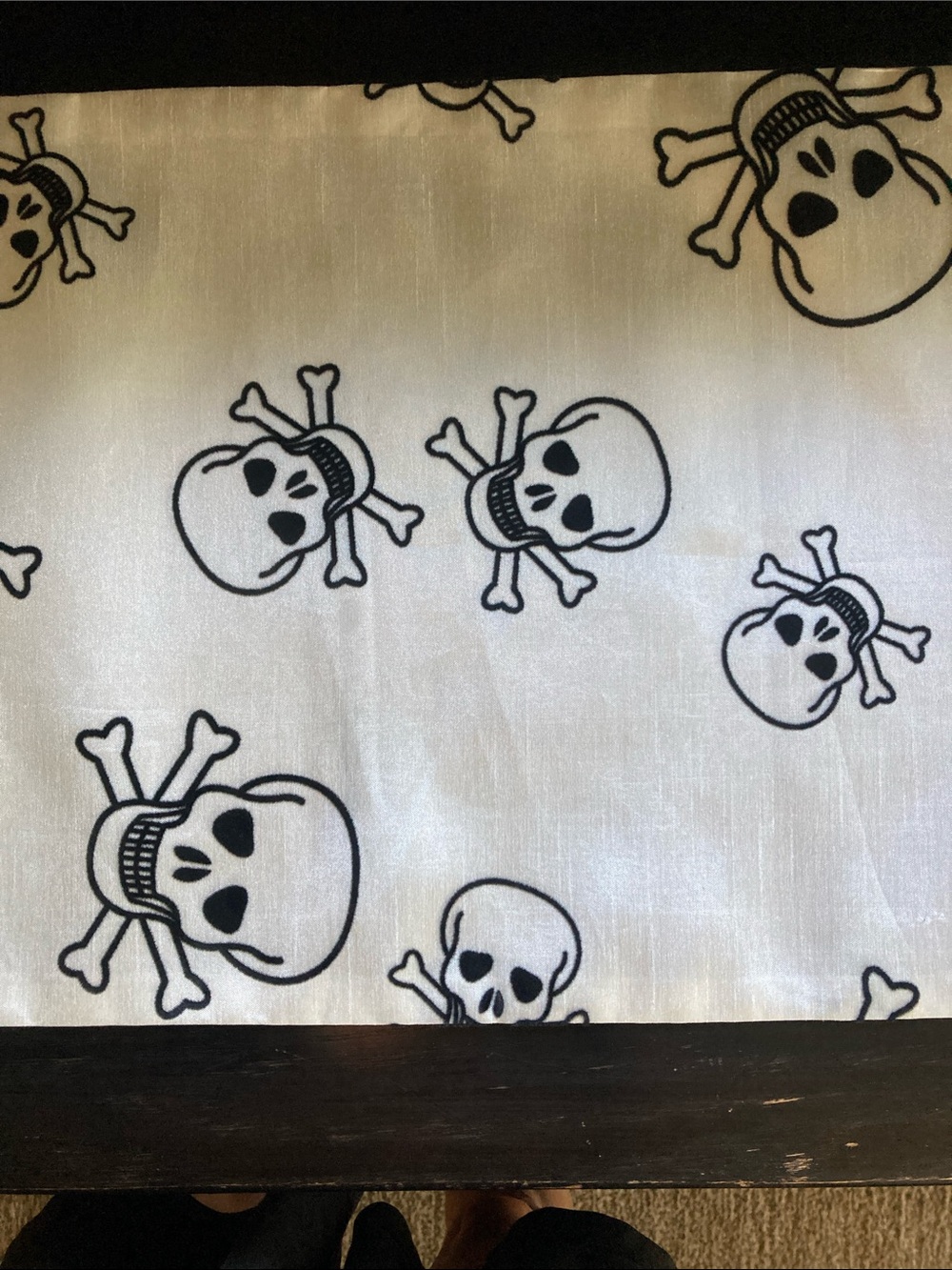 Skull & Crossbones Runner 71”x13” White & Black Halloween Goth Pirate